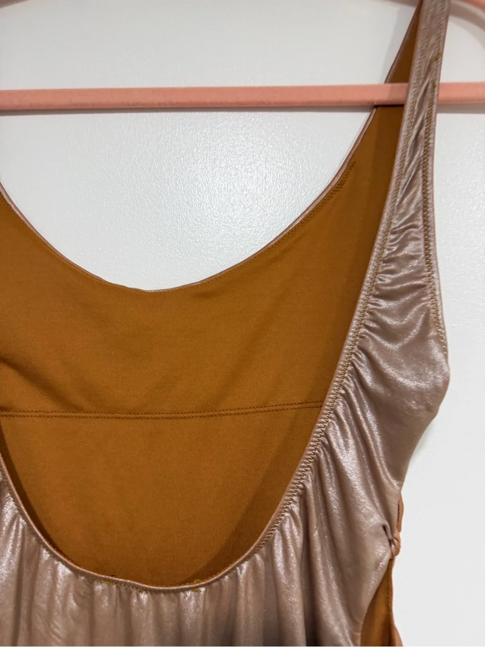 Zara Shiny Chestnut Brown One-Piece Swimsuit